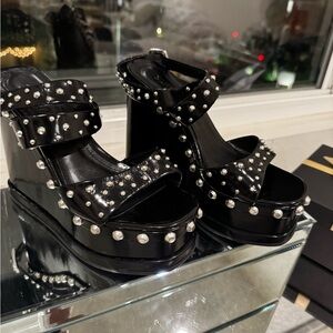 Studded Black Platform Sandals